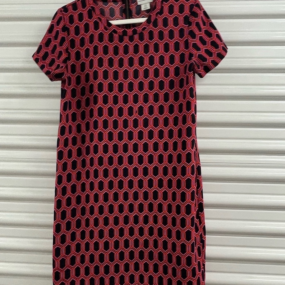 Adrienne Vittadini Black and Red Sheath Mini Dress Size 6 - Picture 6 of 6